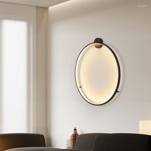 Lámparas de pared, luces LED circulares modernas para dormitorio, accesorio, Fondo de sala de estar, restaurante, pasillo, decoración artística, lámpara de espejo, iluminación interior