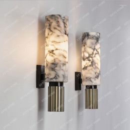 Lampes murales moderne cuivre lampe lumière luxe marbre naturel Style chinois salon fond chambre chevet