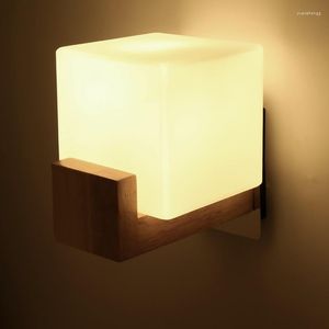 Wandlampen Moderne Creatieve Vierkante Lamp Led Woonkamer Slaapkamer Minimalistische Houten Nachtkastje Gang Nordic