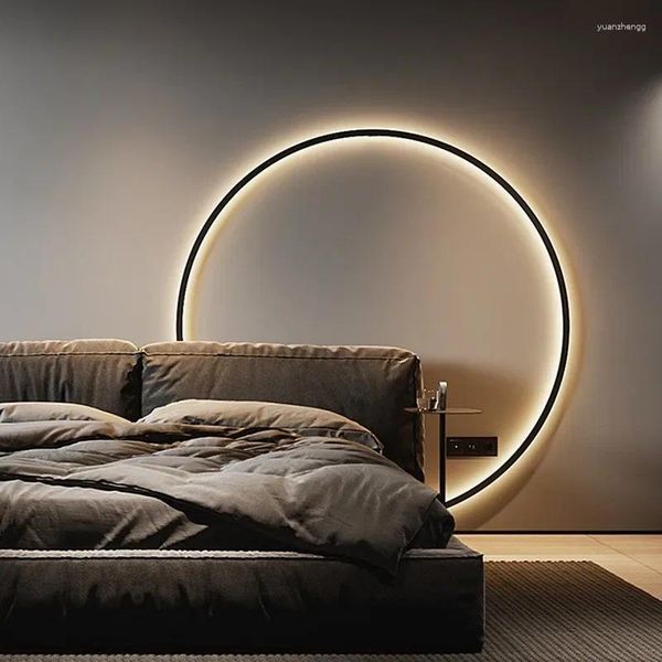 Lámparas de pared Decoración moderna Lámpara LED para dormitorio Sala de estar Hogar Diseño nórdico Anillo redondo Interior USB Sconce Accesorio de iluminación