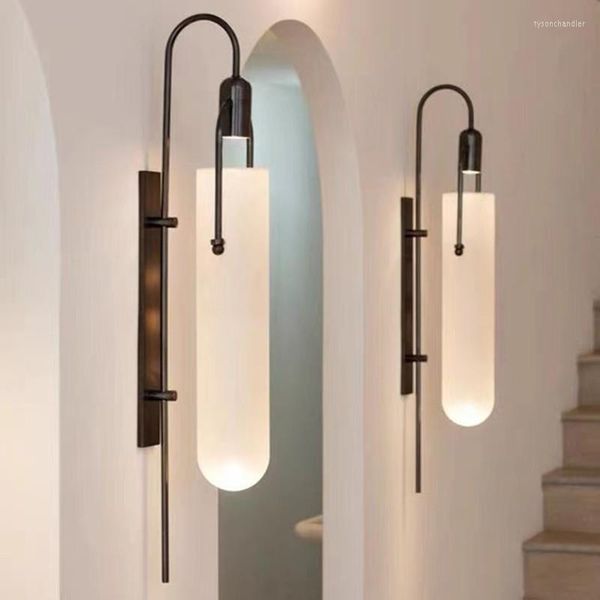 Lámparas de pared Diseño moderno Luz para sala de estar Bar Restaurante Dormitorio Cocina Cama Lámpara lateral Vidrio LED Negro Oro nórdico