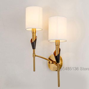 Wandlampen moderne stoffen lamp gouden sconce lichten voor huis badkamer slaapkamer verlichtingsarmaturen woonkamer trappen binnen