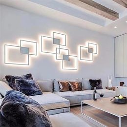 Lampes murales moderne géométrie télécommande nordique LED ligne gradation atmosphère lampe salon décor fond applique lumière