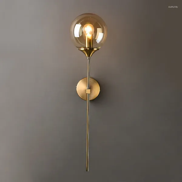 Lampes murales en verre moderne or Gold Fer Whited Long Lights Fixtures pour la chambre de chambre de chambre à coucher Miroir Luminaire