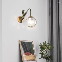 Appliques murales moderne lampe d'intérieur boule de verre LED applique pour la maison salon étude lumière de chevet or noir Art décor Luminaire