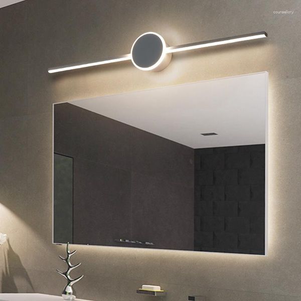 Lámparas de pared, luz Led moderna para baño, aluminio, tres colores para dormitorio, fondo de noche, accesorios, espejo de baño de montaje