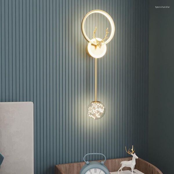 Lámparas de pared Led moderno tocador de baño cama inteligente luces interiores rústicas aplique de luminaria polea de madera antigua lámpara de vela