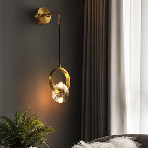 Wandlampen Modern LED -kristal voor slaapkamer Bedside Room Decor Koperen verlichting Trap Corridor Lamp Hangende applique Murale