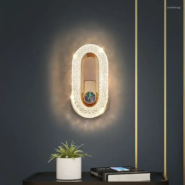 Lámparas de pared Lámpara LED moderna para interiores Círculo Decoración de cristal Anillo redondo de lujo El Habitación Dormitorio Baño Montado Luz de noche Hogar