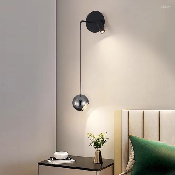 Lampes murales lampe à LED moderne Aluminium Black Ball Strip Lighting Alium Radium Spot Chambre salon Corridor Decor Pile