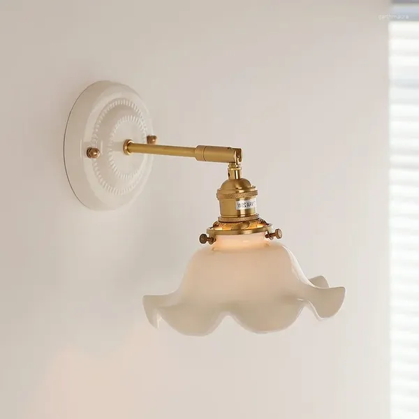 Lampes murales lampe à LED moderne céramique à baldaquin lampadaire cuivre cuivre bouchette chambre chambre de salle de bain miroir escalier