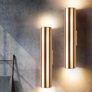 Muurlampen moderne led lamp gouden cilinder creatief naast lichte gang sconces slaapkamer el restaurantverlichting verlichting