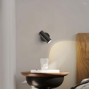 Lampes murales Lampe LED moderne GU10 galvanisé noir/argent nordique créatif rotatif plafond piste appropriée chambre étude éclairage