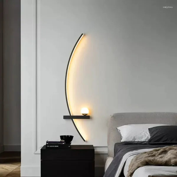 Lampes murales lampe à LED moderne minimaliste Black Gold Dorative Sconce pour la chambre à coucher Étude de chevet Home Indoor Lighting Lusters Lights