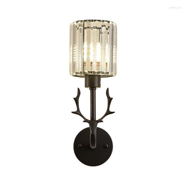 Lámparas de pared Luces LED modernas Pantalla de cristal de alta calidad American Creative Black / Gold Antlers Aplique de aluminio Decoración para el hogar