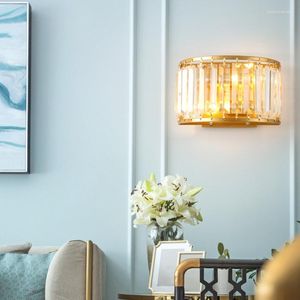 Lampes murales modernes Lumière Simple Sconce American Crystal LED Salon Room Chambre de lit Aisle Éclairage créatif Luxury Hall Decor Lampe