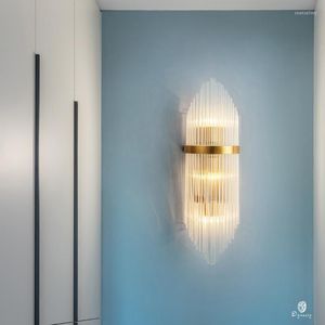 Lámparas de pared Luces modernas Decoración Cristal dorado Lámpara de estilo europeo Aplique LED para mesita de noche El proyecto Accesorio de iluminación