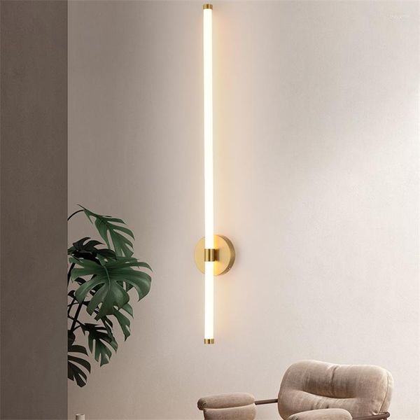 Lampes murales modernes longue lumière Led tout le pôle peut monter Simple salon décor éclairage chambre lampe El appliques