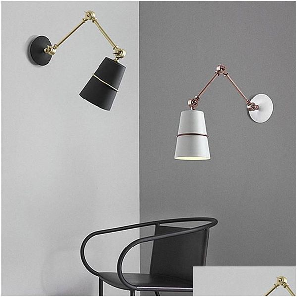 Lampes murales longs swing long bras swing appicat de lampe noire pour le studio de chambre à côté de wandlamp aplique de paed indroo accessoires de maison drop délivre dhoca