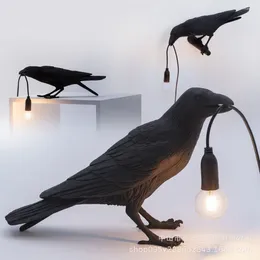 Lampes murales moderne chanceux oiseau lampe de table chambre chevet salon lumières résine animal animé décor à la maison luminaire