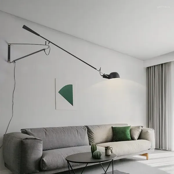 Lampes murales Lampe LED réglable rotative à bras oscillant en métal moderne pour étude chambre salon canapé luminaires