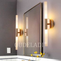 Wandlampen Moderne metalen buis pijp up down LED lampen Slaapkamer foyer wasruimte woonkamer wc badkamer wandlamp lampHKD230701