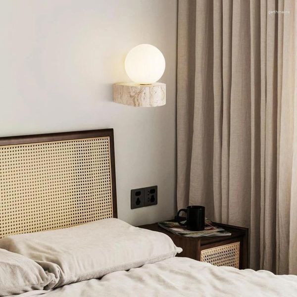 Lámparas de pared Moderno Mini LED Luz de vidrio blanco G9 Bombilla Piedra natural para dormitorio Escaleras Pasillo Gota