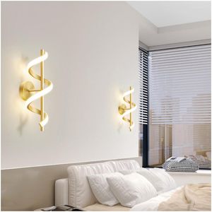 Muurlampen modern minimalistisch bedachtige Noordse thuisdecor slaapkamer woonkamer achtergrondverlichting lichten led spiraal lamp body