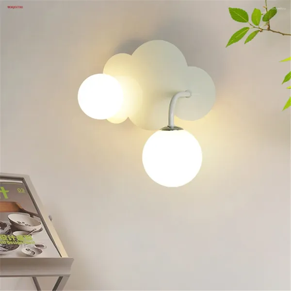 Lampes murales Moderne Minimaliste Nuage PC Boule LED Lampe Enfants Chambre Étude Maternelle Couloir Sconce Intérieur Maison Déco Mignon Veilleuse