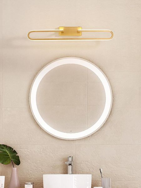 Lámparas de pared Lámpara de maquillaje de cobre minimalista moderno Cuarto de baño Espejo LED Gabinete de luz frontal Creativo