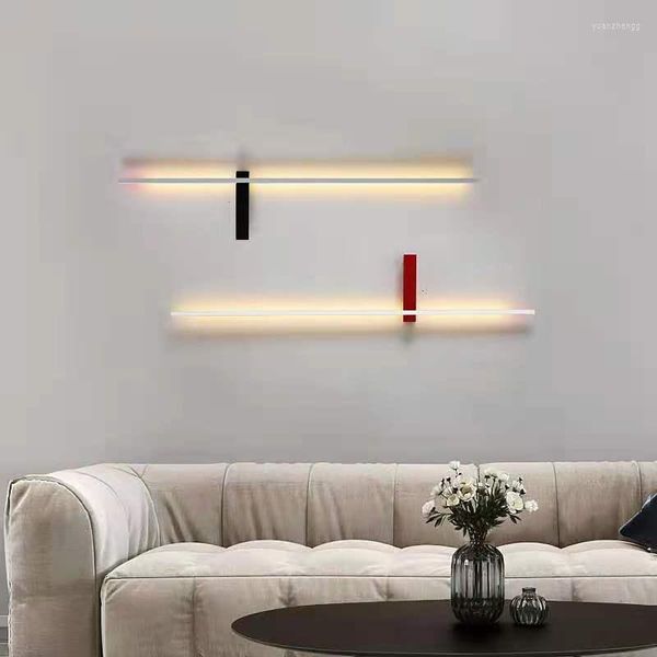 Lampes murales moderne minimaliste lampe à LED salon TV fond pour la maison lumière chevet Foyer couloir noir applique
