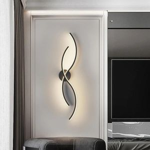 Wandlampen moderne minimalistische ledlampen woonkamer achtergrond decoratie zwarte lange strip lamp home interieur verlichting
