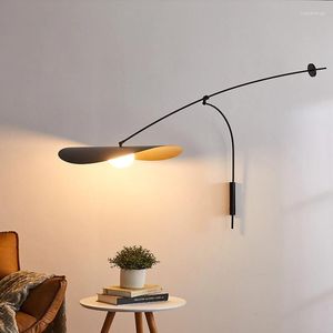 Lampes murales Moderne Minimaliste Long Bras Lumière LED Éclairage Chambre Salon Étude Décoration Intérieure Fer Noir Applique Luminaire Lampe