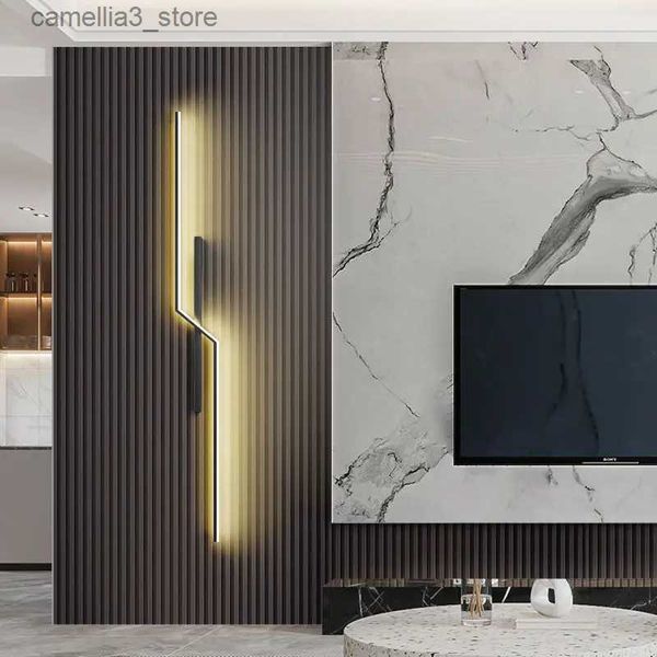 Lámparas de pared Tira minimalista moderna Lámpara de pared LED Iluminación de brillo para dormitorio Sala de estar Sala de estar Parrilla TV Sofá Lobby Decoración de fondo Q231127