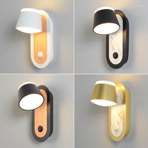 Lampes murales montage moderne LED lampe de lecture tête réglable avec interrupteur nordique Simple chambre lit côté applique lumière noir blanc