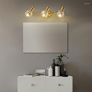 Wandlampen Moderne Noordse kristallen spiegel SCONCE GOUD LUXE Luxe eenvoudige slaapkamer badkamer kast lamp metalen dressoir verlichting armaturen