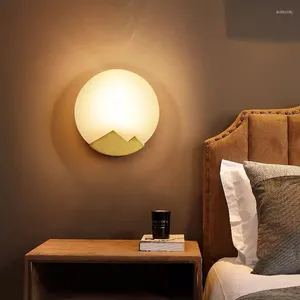 Muurlampen moderne persoonlijkheid marmeren woonkamer lamp Noordelijke slaapkamer bedkamer bed interieur designer all-copper