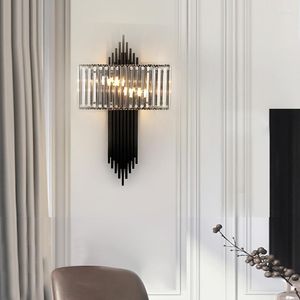 Appliques murales moderne applique noir/or cristal lampe décor à la maison salon luxe escalier lumières chambre chevet Loft Villa allée