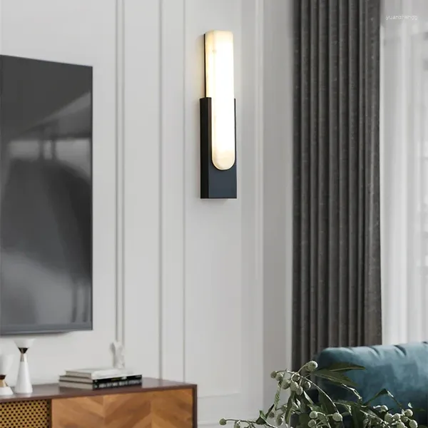 Lámparas de pared Lámpara de mármol de estilo moderno Luz de alta calidad Aplique blanco Dormitorio Mesita de noche Villa Sala de estudio Sala de estar Accesorios LED