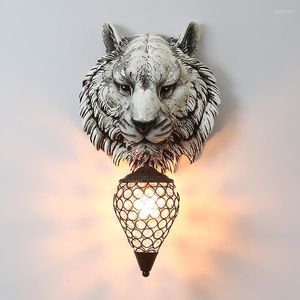 Wandlampen Moderne Tiger Crystal Noordse hars SCONCE LICHTERSCHAPPELTEN LIVINGSAMER SLAAPKAMER Bedroom Verlichting Luminaire