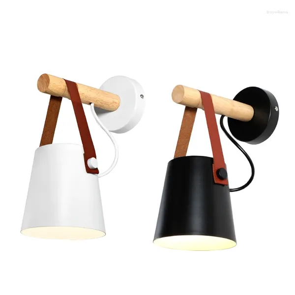 Lampes murales modernes en bois lumières interrupteur applique luminaire lampe éclairage blanc noir couleur pour café bar chambre maison cuisine