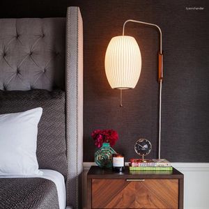 Wandlampen Nelson Ball Sconce Moderne Japanse lamp voor woonkamer slaapkamer thuis nachtkastje kantoor El zijden doek