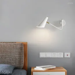 Wandlampen Nodic Eenvoudige E27 verstelbare lamp voor slaapkamer nachtkastje achtergrondverlichting zwart metalen gang balkonlicht