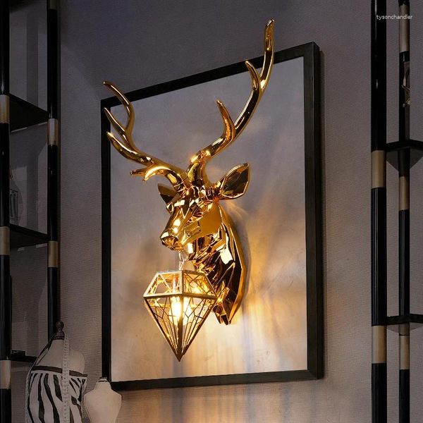 Lampes murales Nordic Antler LED Lampe Cerf Lumières pour éclairage intérieur Chambre à coucher Allée Couloir Décoration Applique