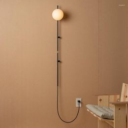 Lámparas de pared Lámpara de dormitorio nórdico Sala de estar Cableado moderno simple Enchufe libre El modelado