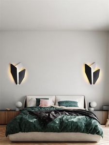 Appliques murales nordique noir et blanc chevet chambre moderne salon fond El allée feuille forme appliques luminaires
