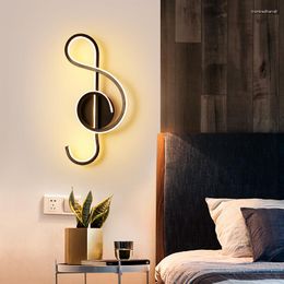 Wandlampen Noordelijke zwarte witte lamp voor slaapkamer bedrand gangplaats gangpad muzieknoot Modellering elegante woningdecoratielampen