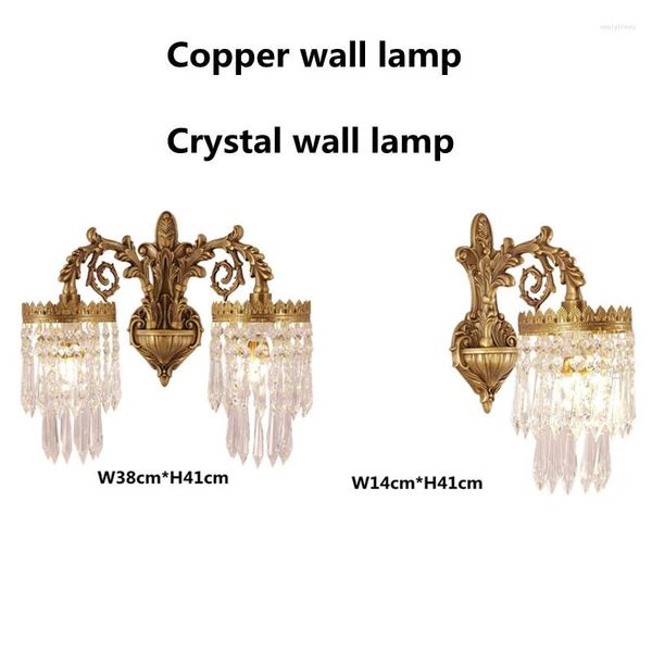 Lampes murales nordique cuivre lampe K9 cristal monté lumières décoratives chevet miroir avant allée escalier E14