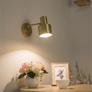 Wandlampen Noordelijke koperen LED -lichten Slaapkamer Bedroom Lamp Moderne woonkamer Decoratie Dekseltafel Aisle Badkamer Spiegel Koplamp