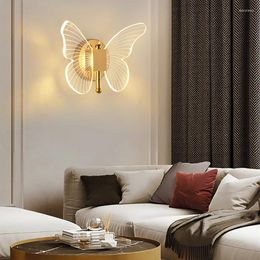 Lampes murales Nordic Creative Butterfly Lampe Moderne Or Simple Chevet Décoratif Lumière Salon Allée Étude Métal LED Applique